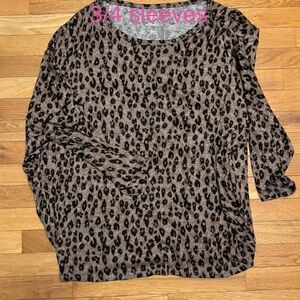 Maurices Brown Leopard Print Long Sleeve Top
